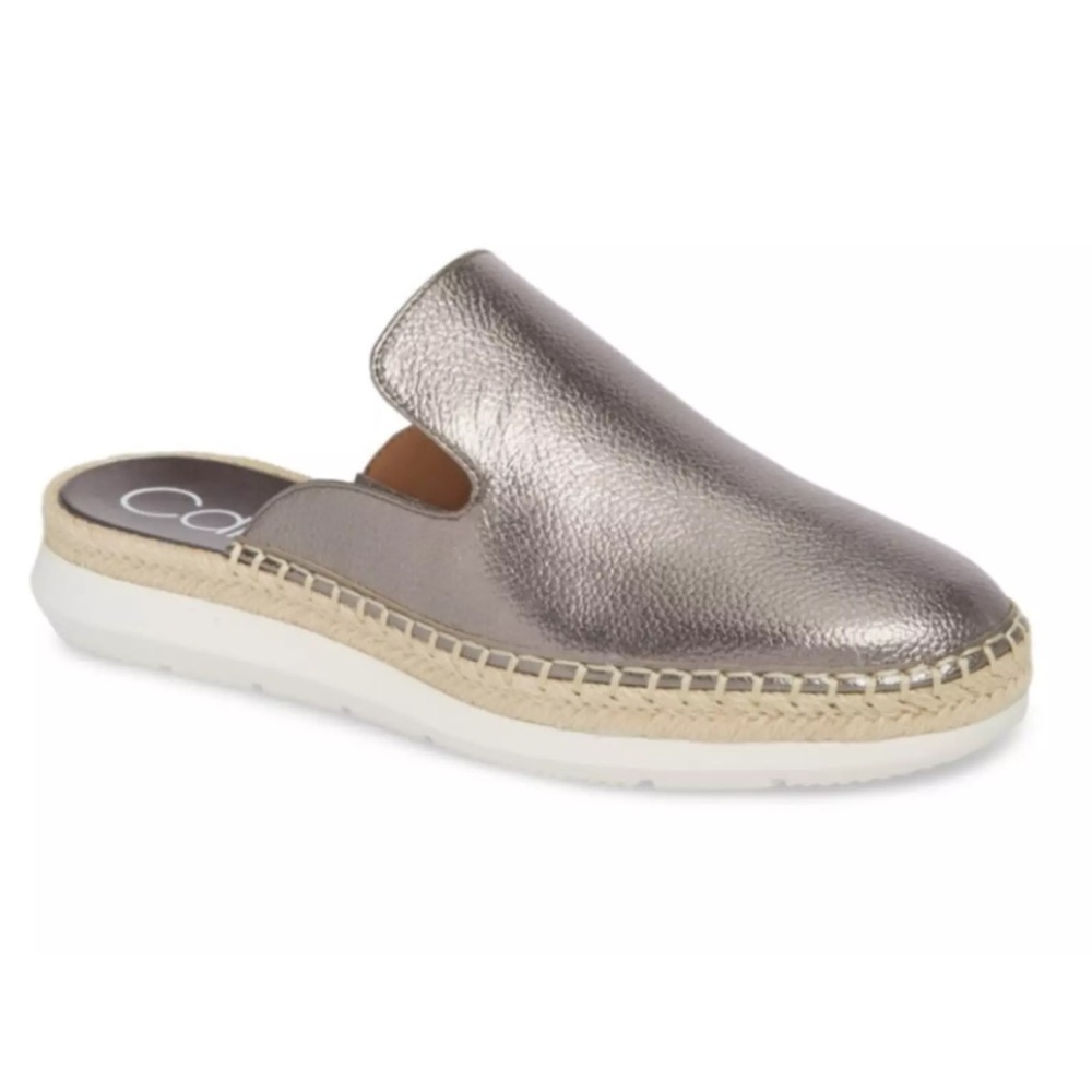 Calvin Klein Silver Mules with Metallic Finish